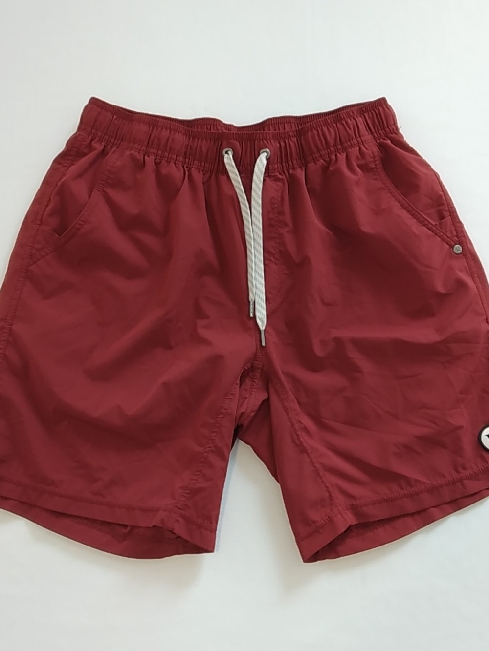 Vuori Kore Men's Maroon Swim Shorts, Trunks with Drawstring Size Medium, Stretch